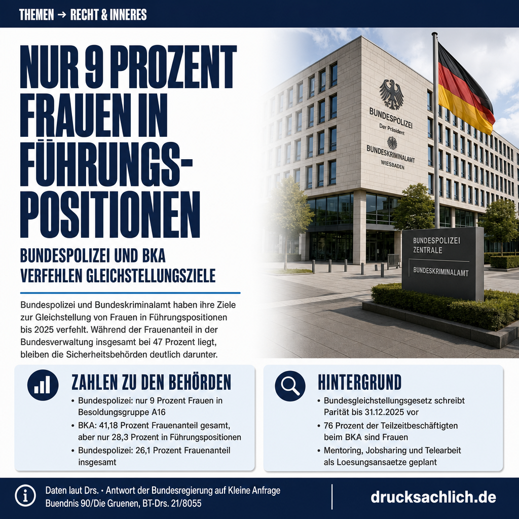 Frauenanteil BKA und Bundespolizei: Führungslücke bleibt groß