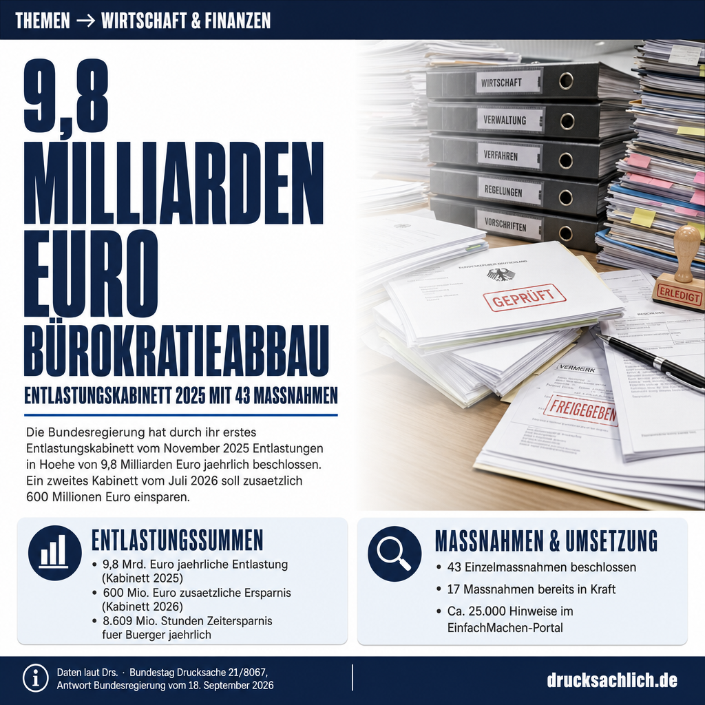 Bürokratieabbau: 9,8 Mrd. Euro Entlastung im Detail