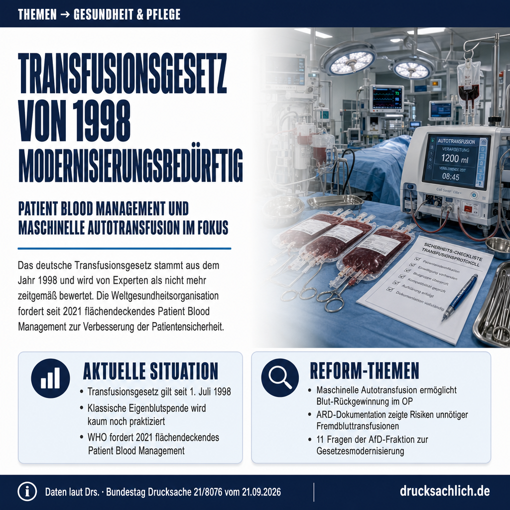 Transfusionsgesetz: Modernisierungsbedarf und Patient Blood Management