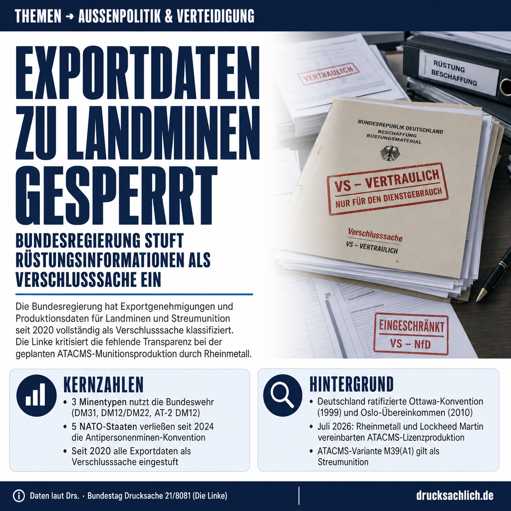 Landminen und Streumunition: Bundesregierung sperrt Exportdaten