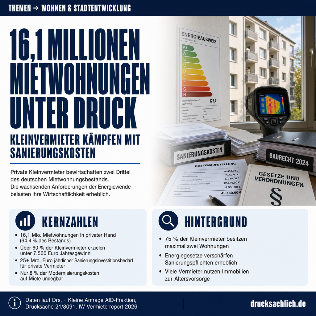 Kleinvermieter: 16,1 Mio. Mietwohnungen unter Druck