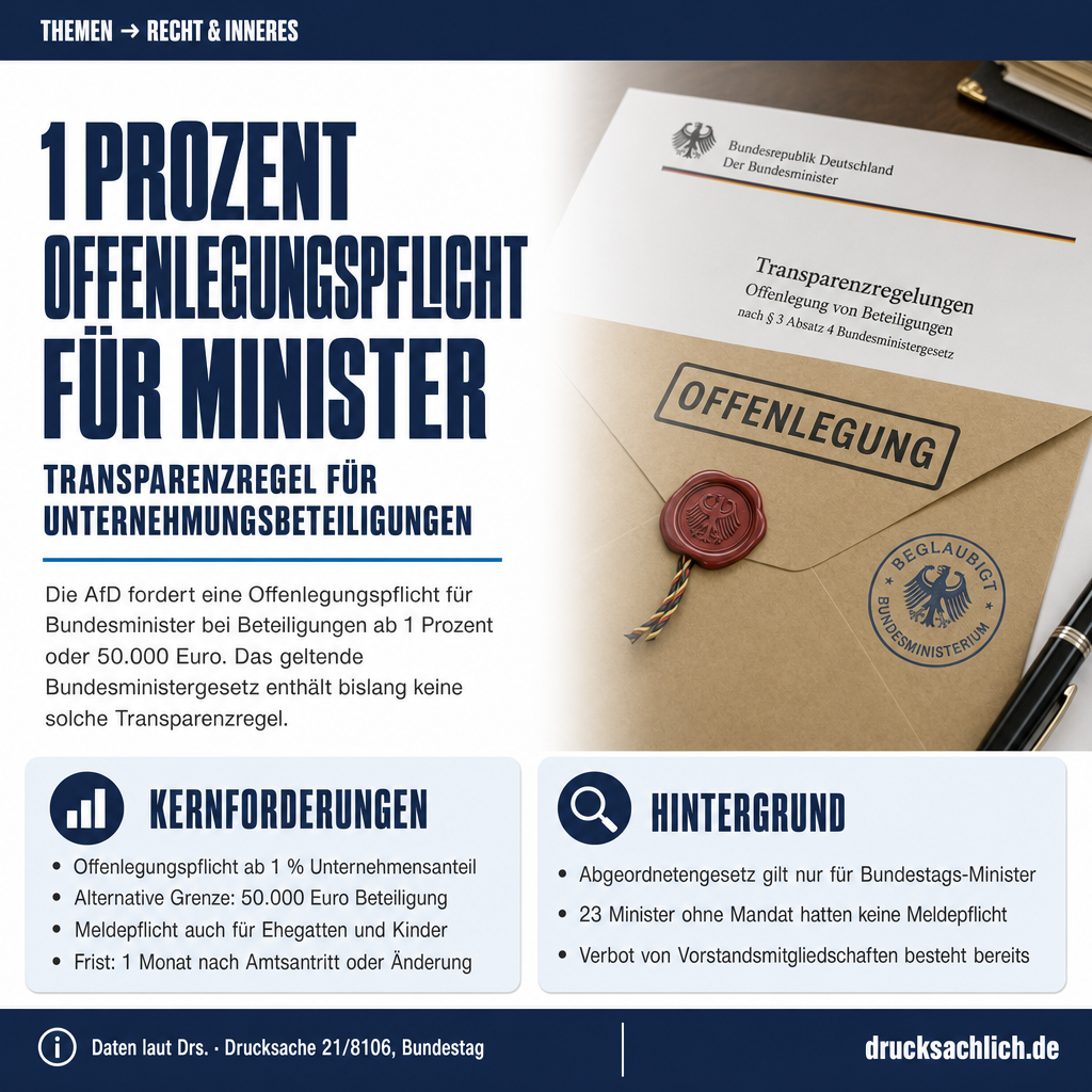 Bundesminister: Offenlegungspflicht für Unternehmensbeteiligungen