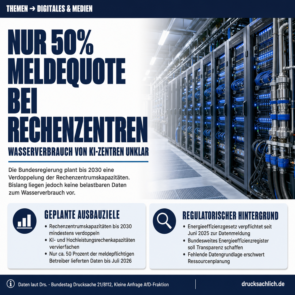 KI-Rechenzentren: Wasserverbrauch ohne belastbare Daten