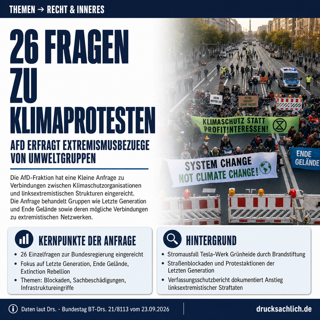 Klimaproteste und Linksextremismus: 26 Fragen an die Regierung