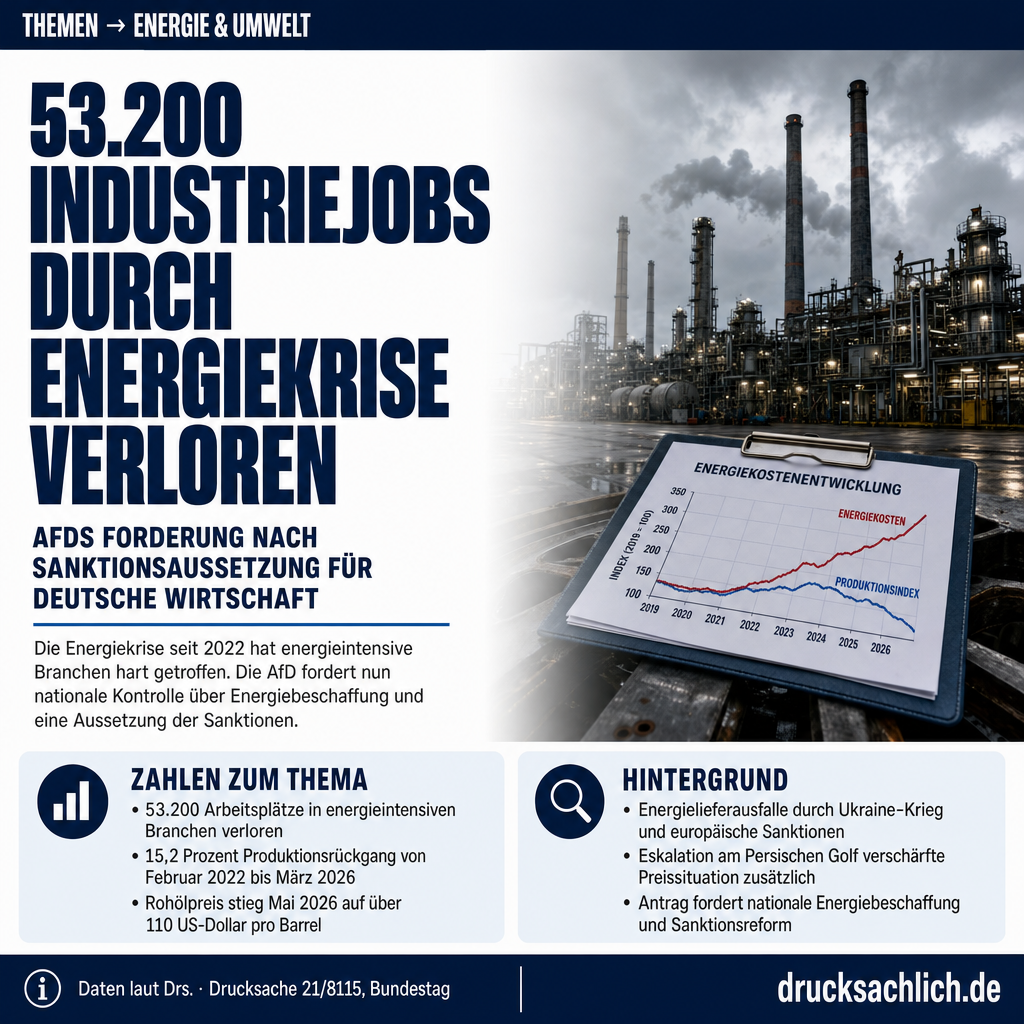 Energiepolitik: AfD fordert Sanktions-Aussetzung für Industrie