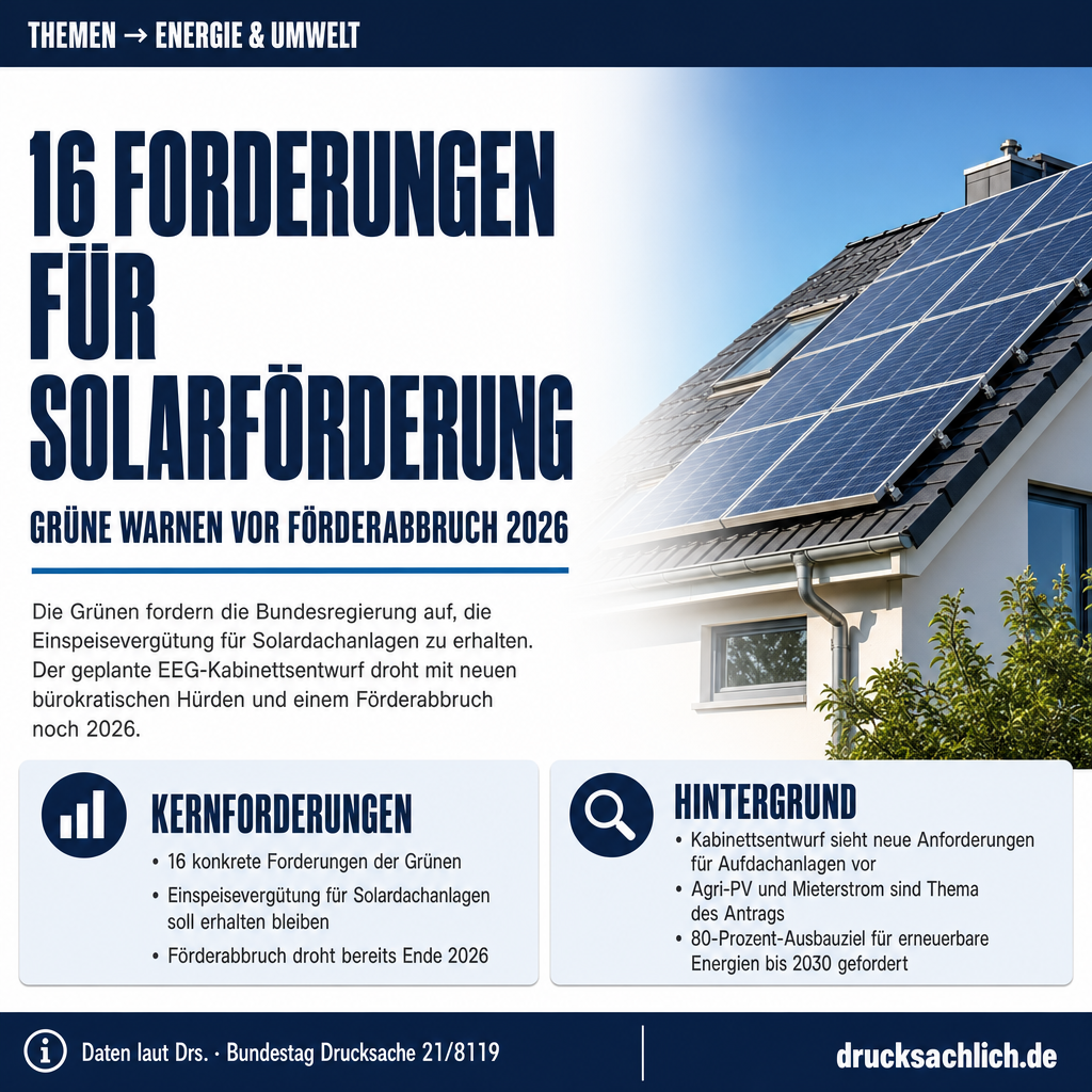 EEG-Reform 2026: Grüne fordern Solarförderung ohne neue Hürden