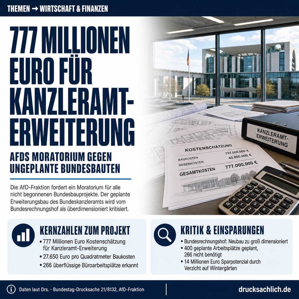 Regierungsbauten: Moratorium für ungeplante Neubauten gefordert