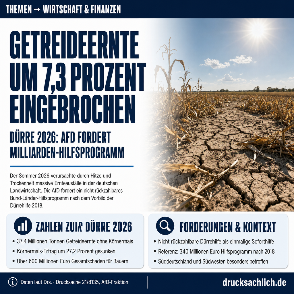 Dürrehilfe 2026: AfD fordert Bund-Länder-Programm für Bauern