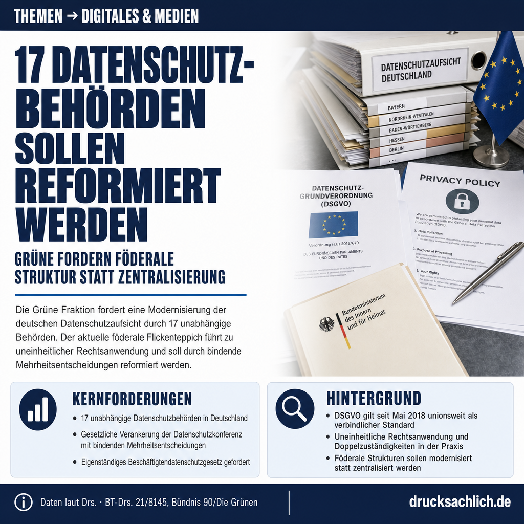 DSGVO-Reform: Grüne fordern föderalen Datenschutz