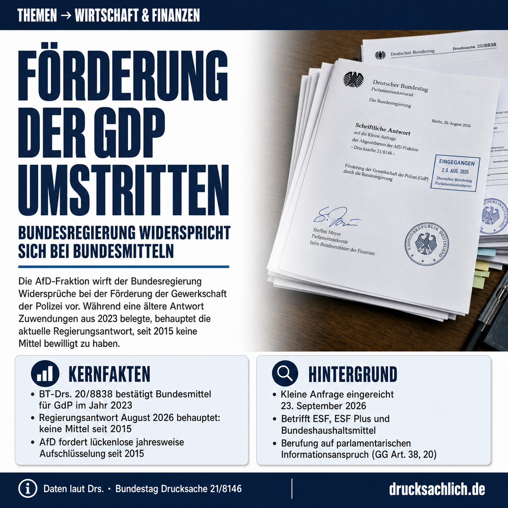 GdP-Förderung: Bundesregierung soll Bundesmittel offenlegen