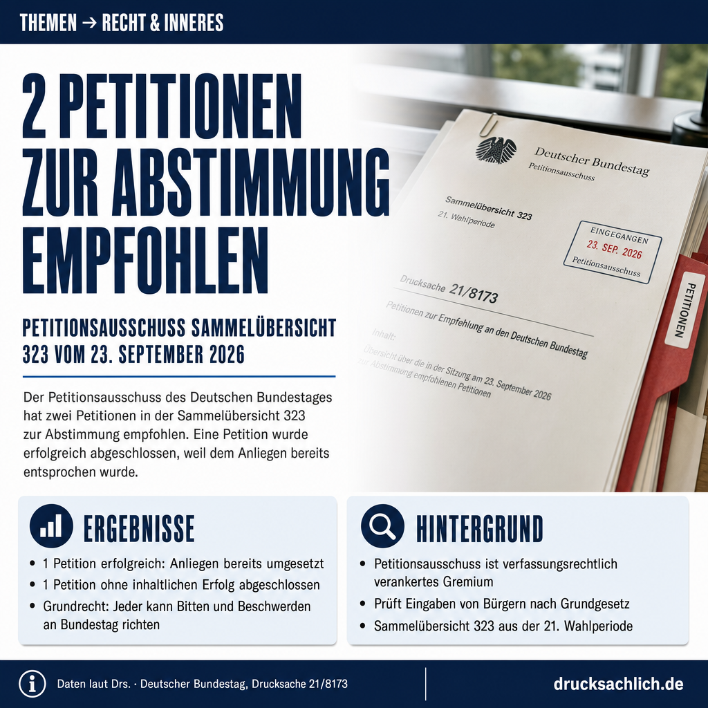Petitionsausschuss: Sammelübersicht 323 vom 23. September 2026