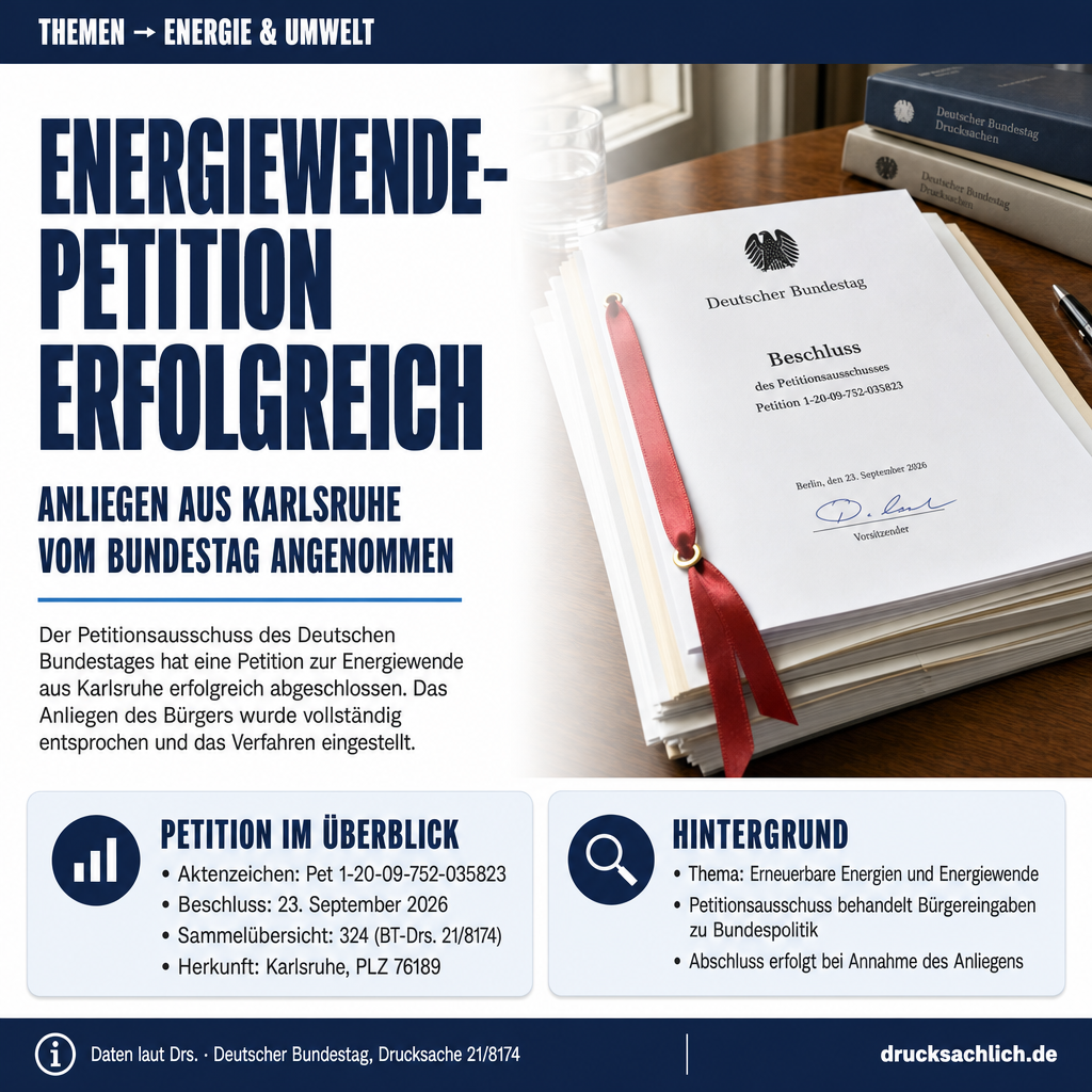 Energiewende-Petition: Anliegen aus Karlsruhe erfüllt