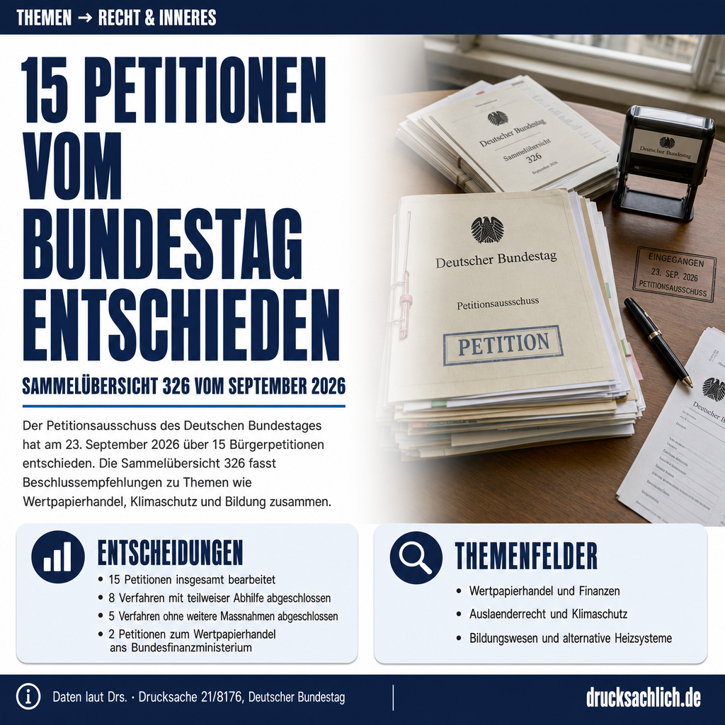 Petitionsausschuss: Sammelübersicht 326 vom September 2026