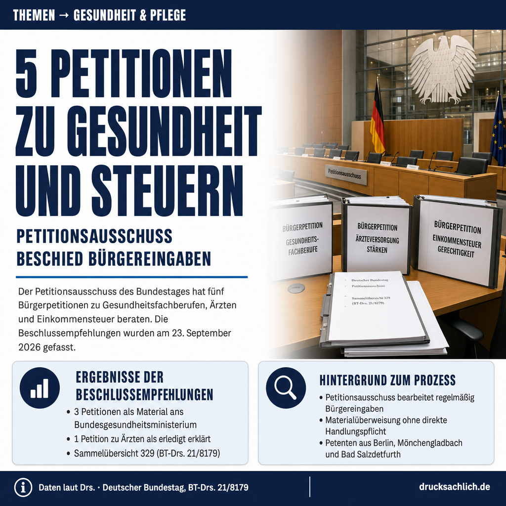 Petitionsausschuss: 5 Petitionen zu Gesundheit und Steuern