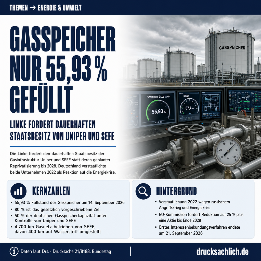 Gasspeicher: Linke fordert Stopp der Uniper-Privatisierung