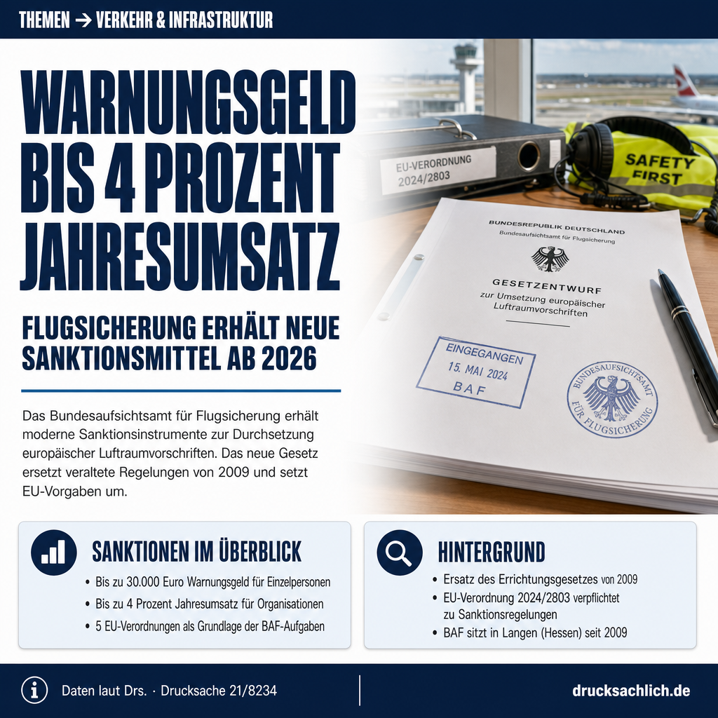 Flugsicherung: Neues Warnungsgeld für Verstöße ab 2026