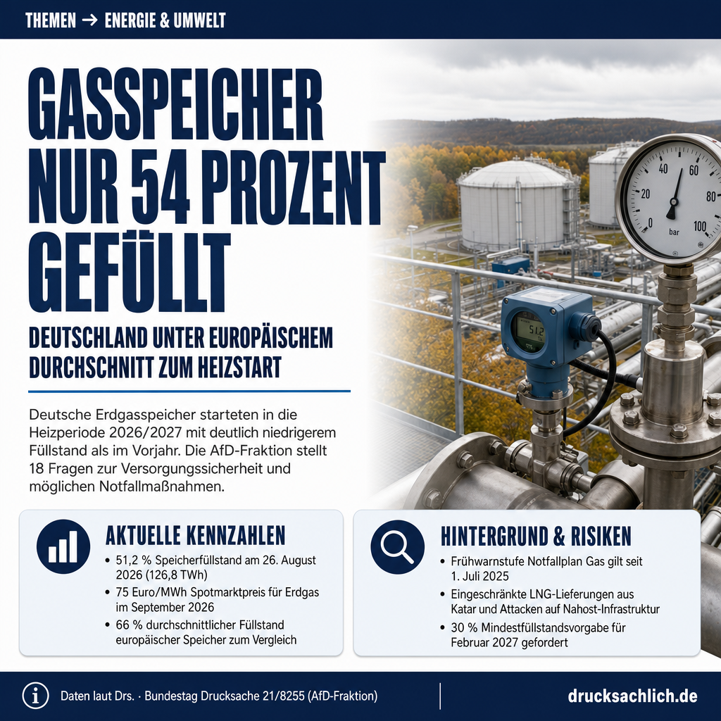 Erdgas-Versorgungssicherheit: 18 Fragen zum Winter 2026/2027