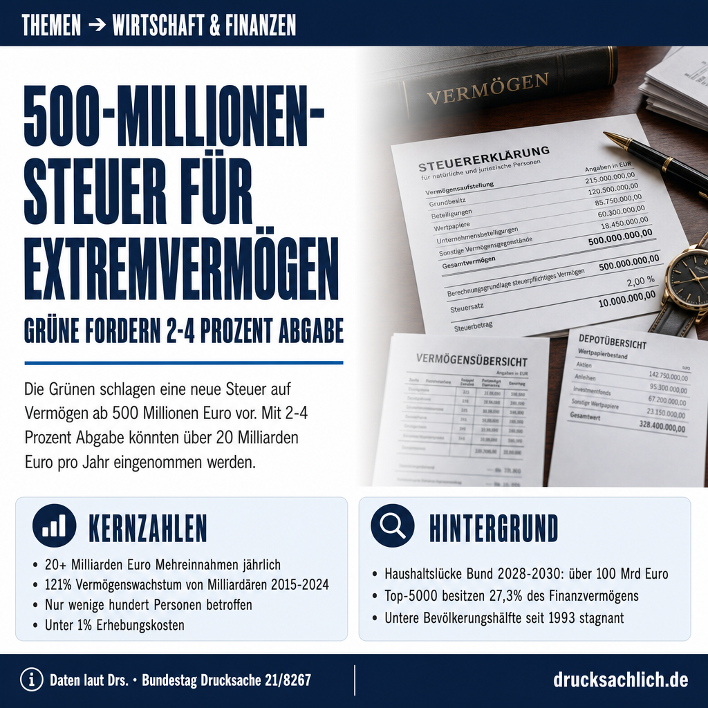 500-Millionen-Steuer: Grüne fordern Abgabe auf Extremvermögen