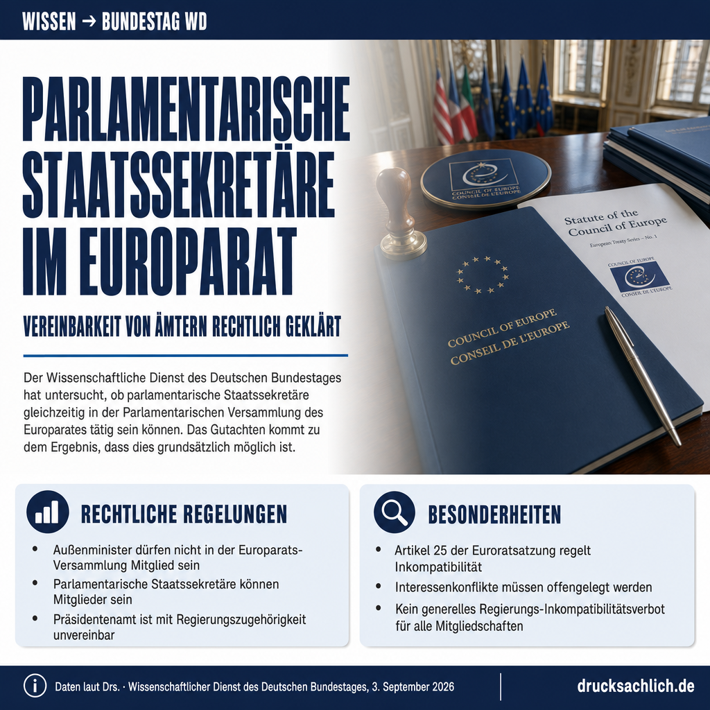 Parlamentarischer Staatssekretär in Europarats-Versammlung möglich