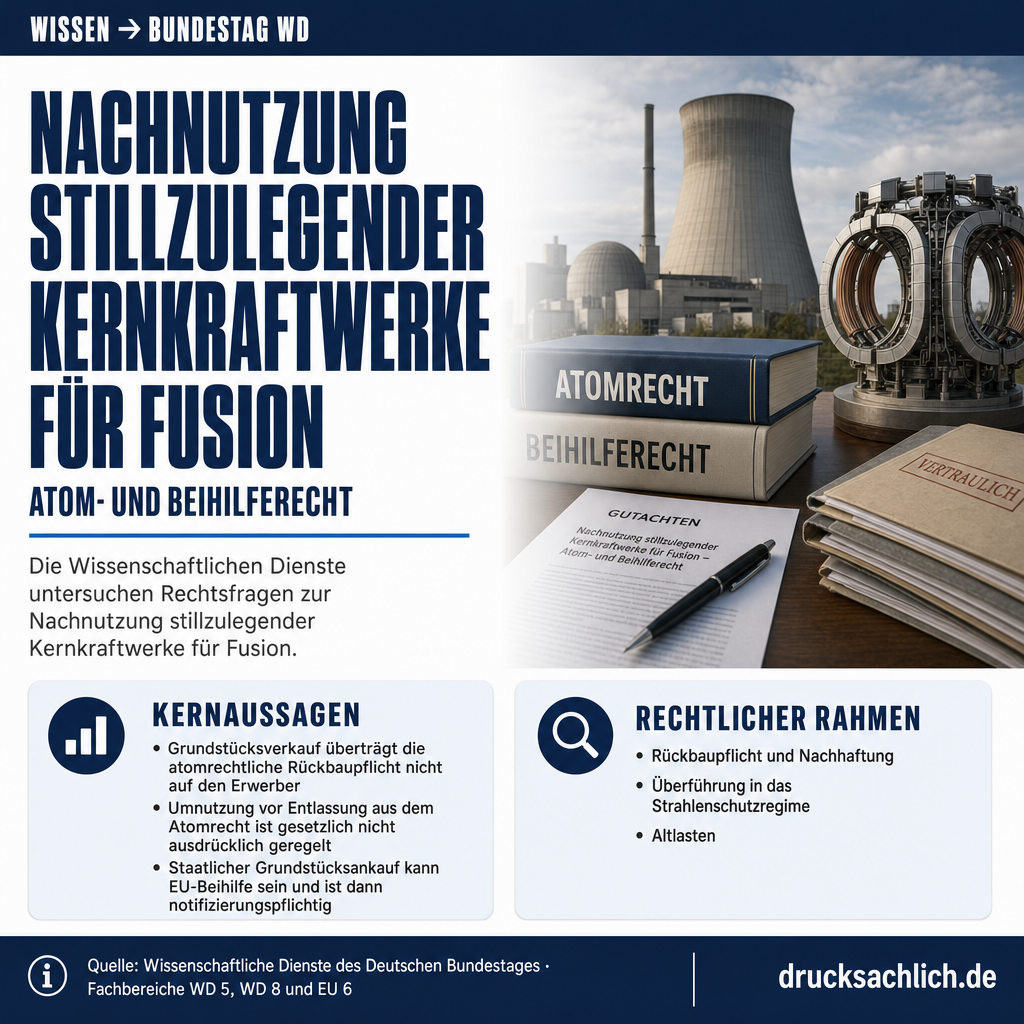 Nachnutzung stillzulegender Kernkraftwerke für Fusion: Atom- und Beihilferecht