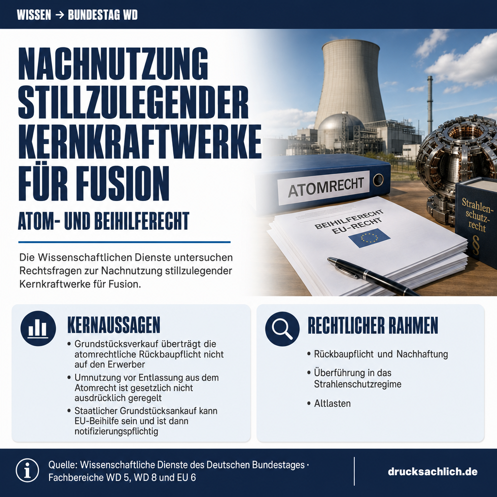 Nachnutzung stillzulegender Kernkraftwerke für Fusion: Atom- und Beihilferecht