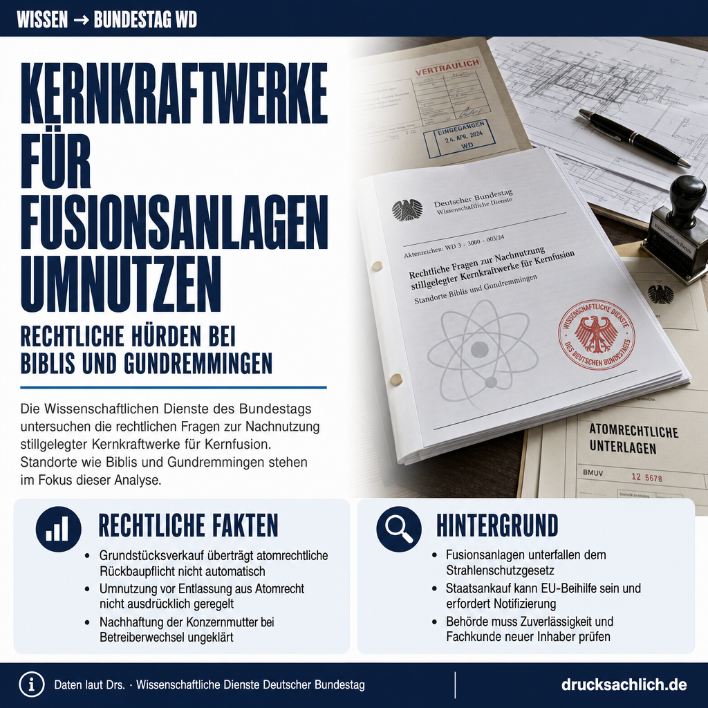 Nachnutzung stillzulegender Kernkraftwerke für Fusion: Atom- und Beihilferecht