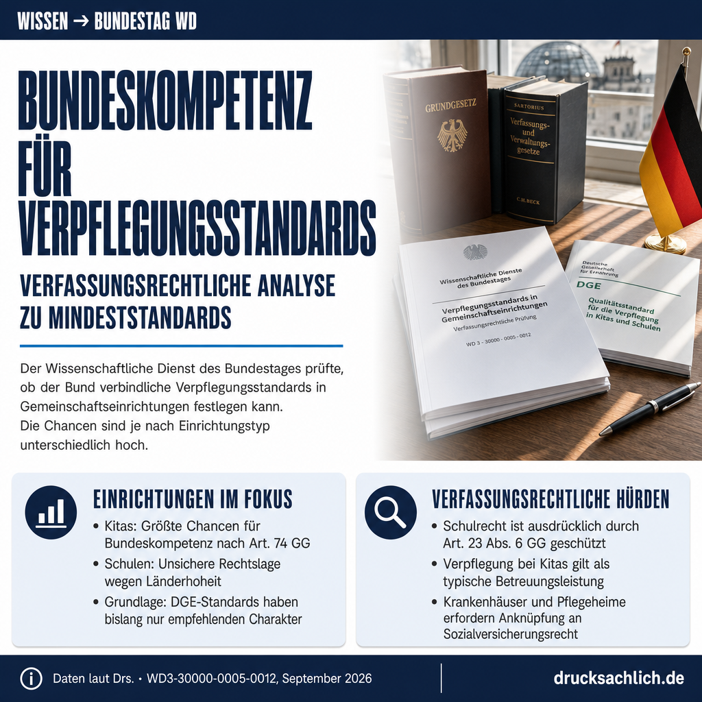 Verbindliche Mindeststandards für die Verpflegung in Gemeinschaftseinrichtungen. Gesetzgebungskompetenzen des Bundes, WD3-30000-0005-0012