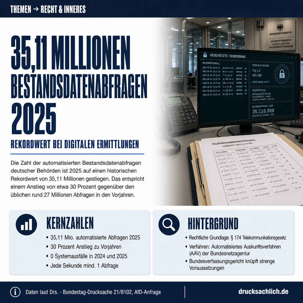 Bestandsdatenauskunft: 35 Mio. Abfragen im Jahr 2025