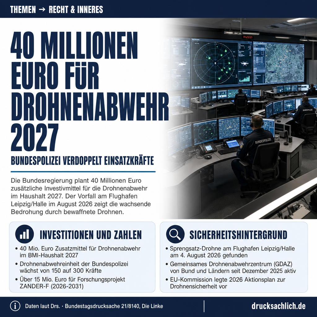 Drohnenabwehr: 40 Mio. Euro für Haushalt 2027 geplant
