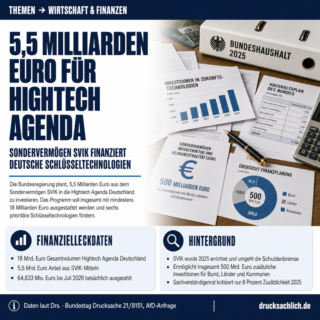 Hightech Agenda: 5,5 Mrd. Euro aus Sondervermögen SVIK