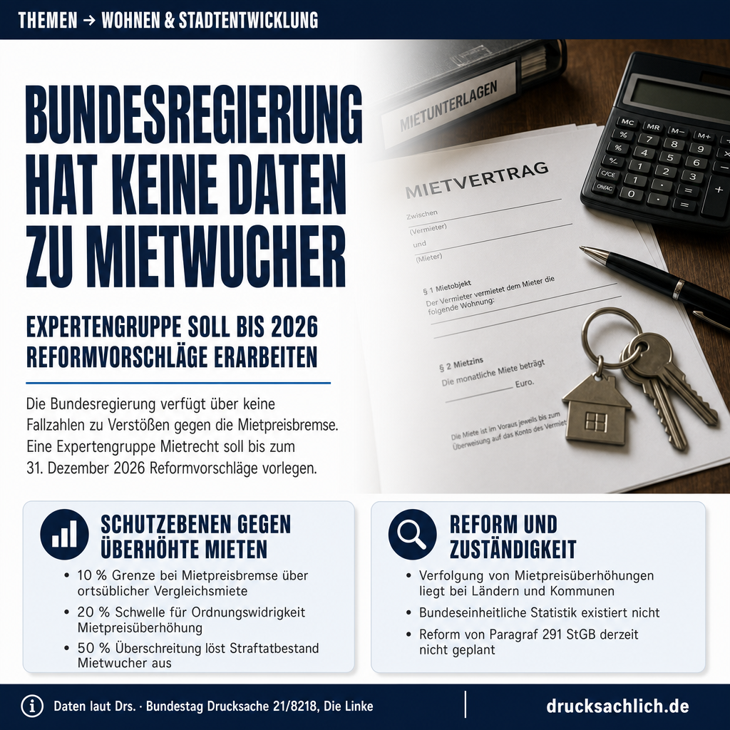 Mietwucher: Bundesregierung hat keine Daten zu Verstößen