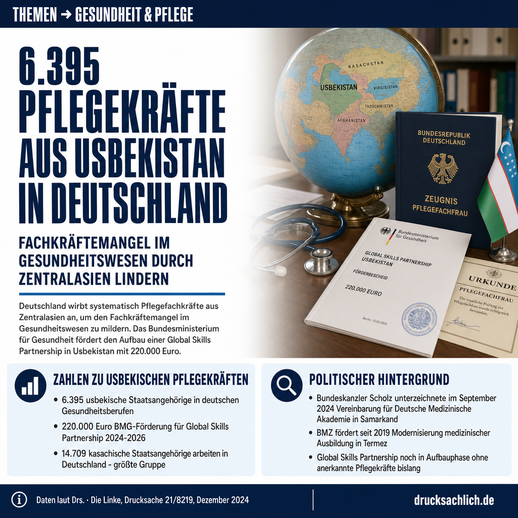 Pflegekräfte aus Zentralasien: 6.395 Beschäftigte aus Usbekistan