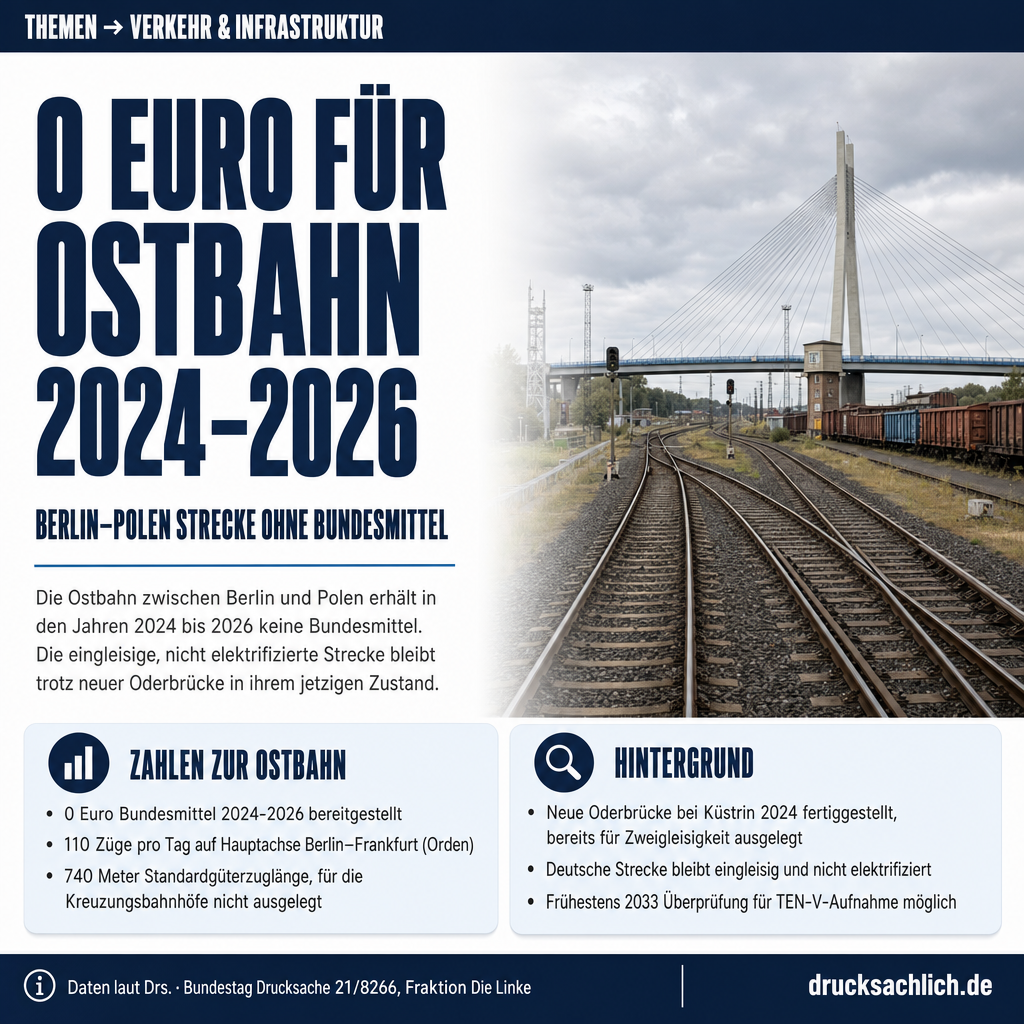 Ostbahn Berlin–Polen: Null Euro Bundesmittel 2024–2026