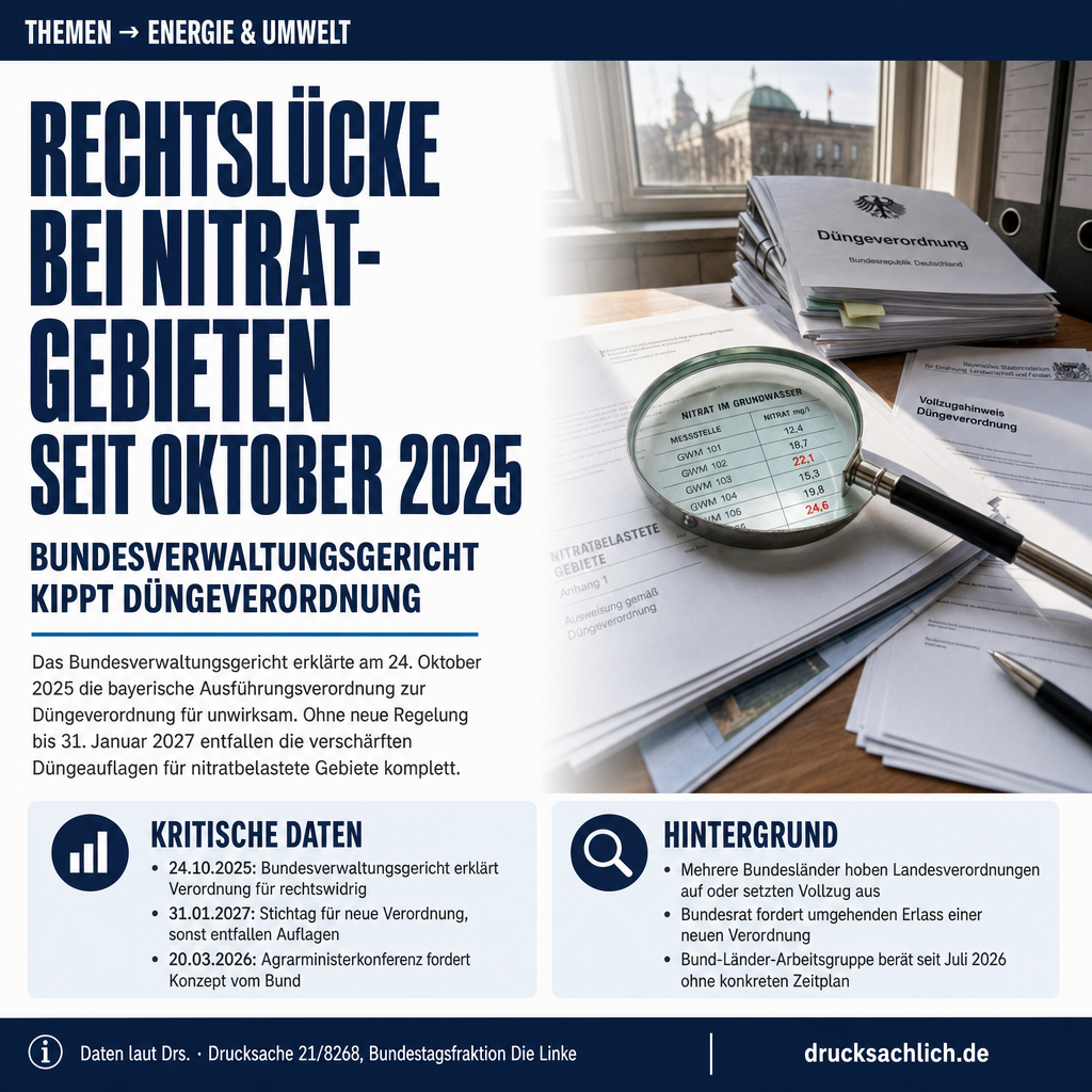 Düngeverordnung: Rechtslücke bei Nitrat-Gebieten seit 2025