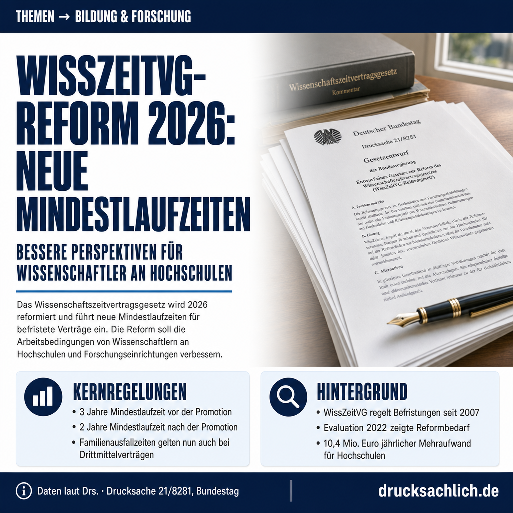 WissZeitVG-Reform 2026: Mindestlaufzeiten für Wissenschaftler