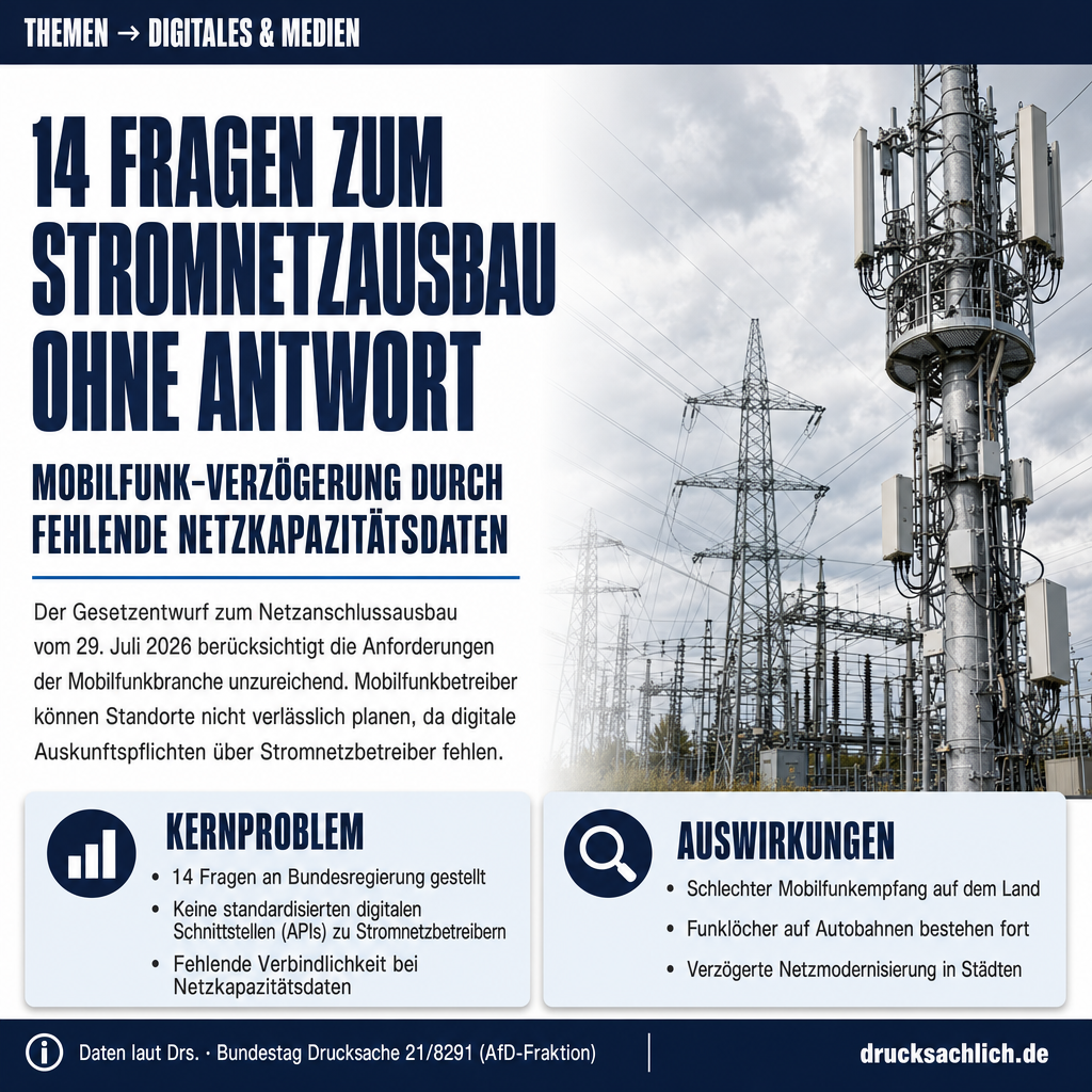 Mobilfunkausbau: Stromnetzanschluss bremst neue Masten