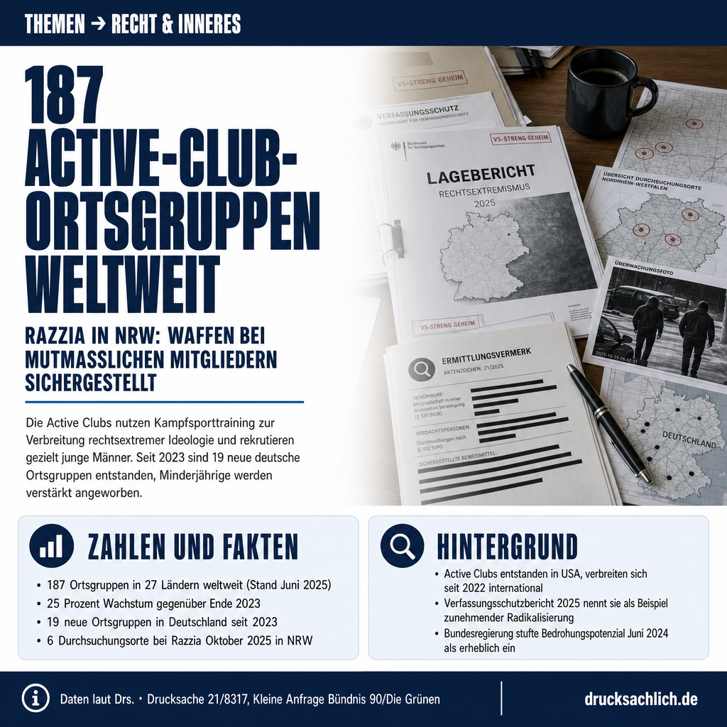 Active Clubs: 187 Ortsgruppen weltweit, Razzia in NRW