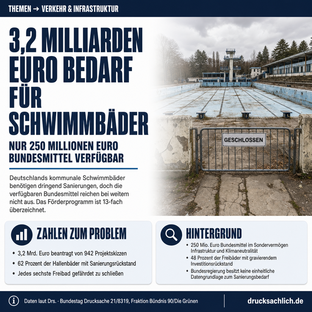 Schwimmbäder: 3,2 Mrd. Euro Bedarf, nur 250 Mio. Euro Förderung