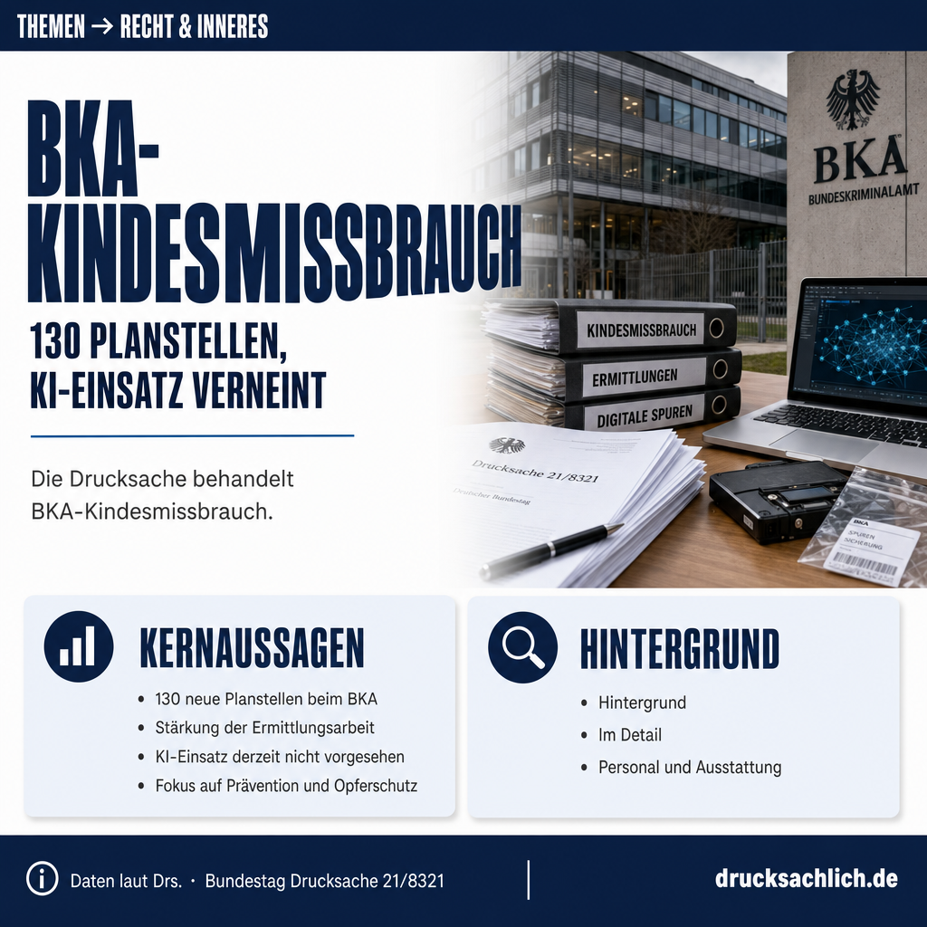 BKA-Kindesmissbrauch: 130 Planstellen, KI-Einsatz verneint
