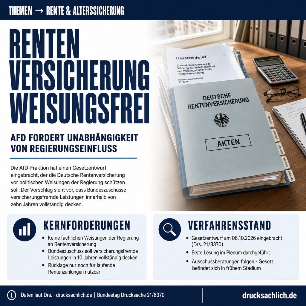 Rentenversicherung: AfD will Weisungsfreiheit gesetzlich sichern