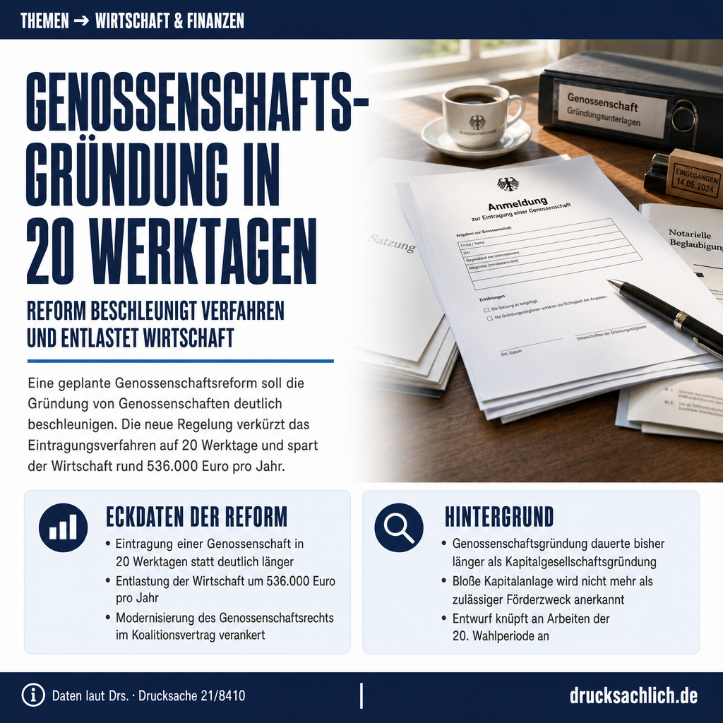 Genossenschaftsrecht: Reform soll Gründung beschleunigen