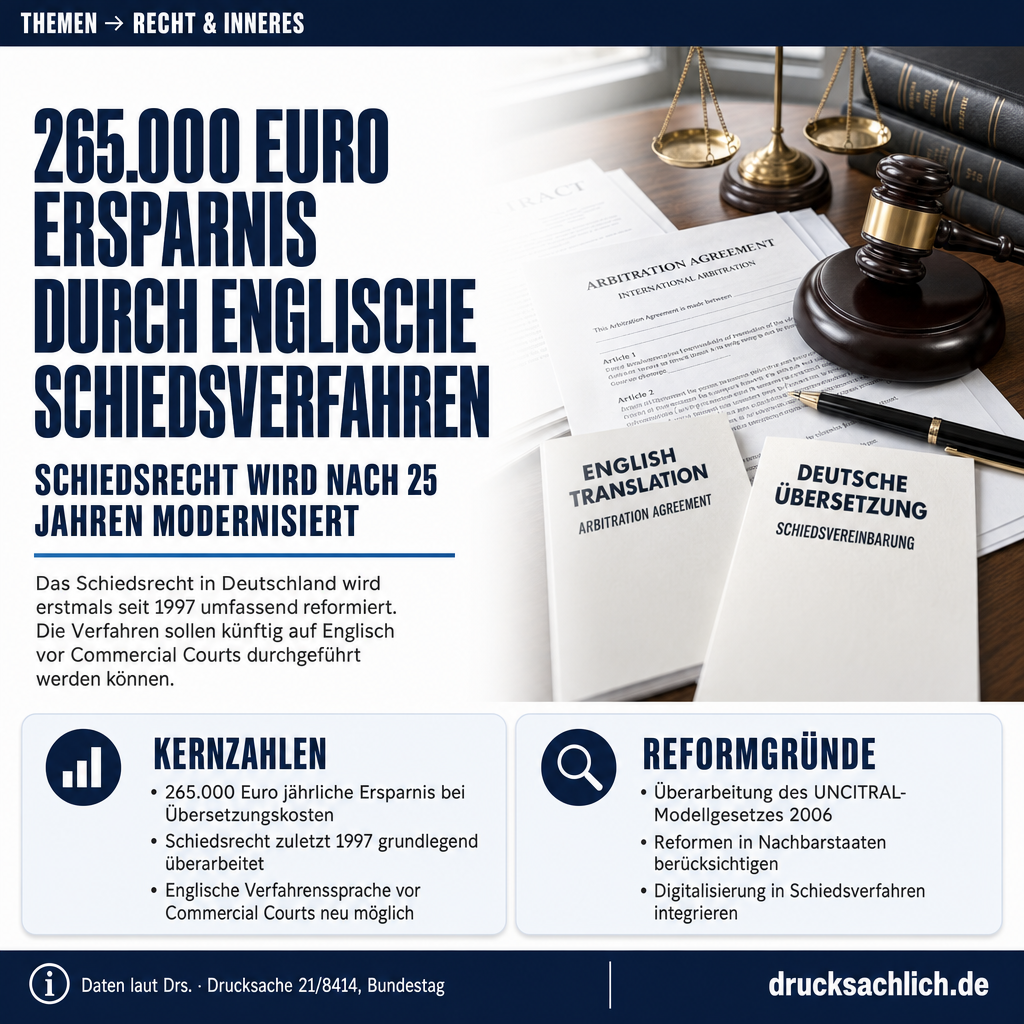 Schiedsverfahren: Reform ermöglicht Verfahren auf Englisch