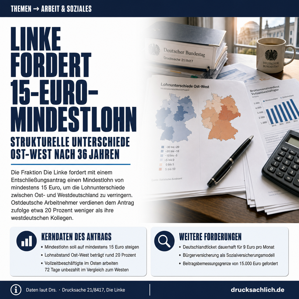 Ostdeutschland: Linke fordert 15 Euro Mindestlohn