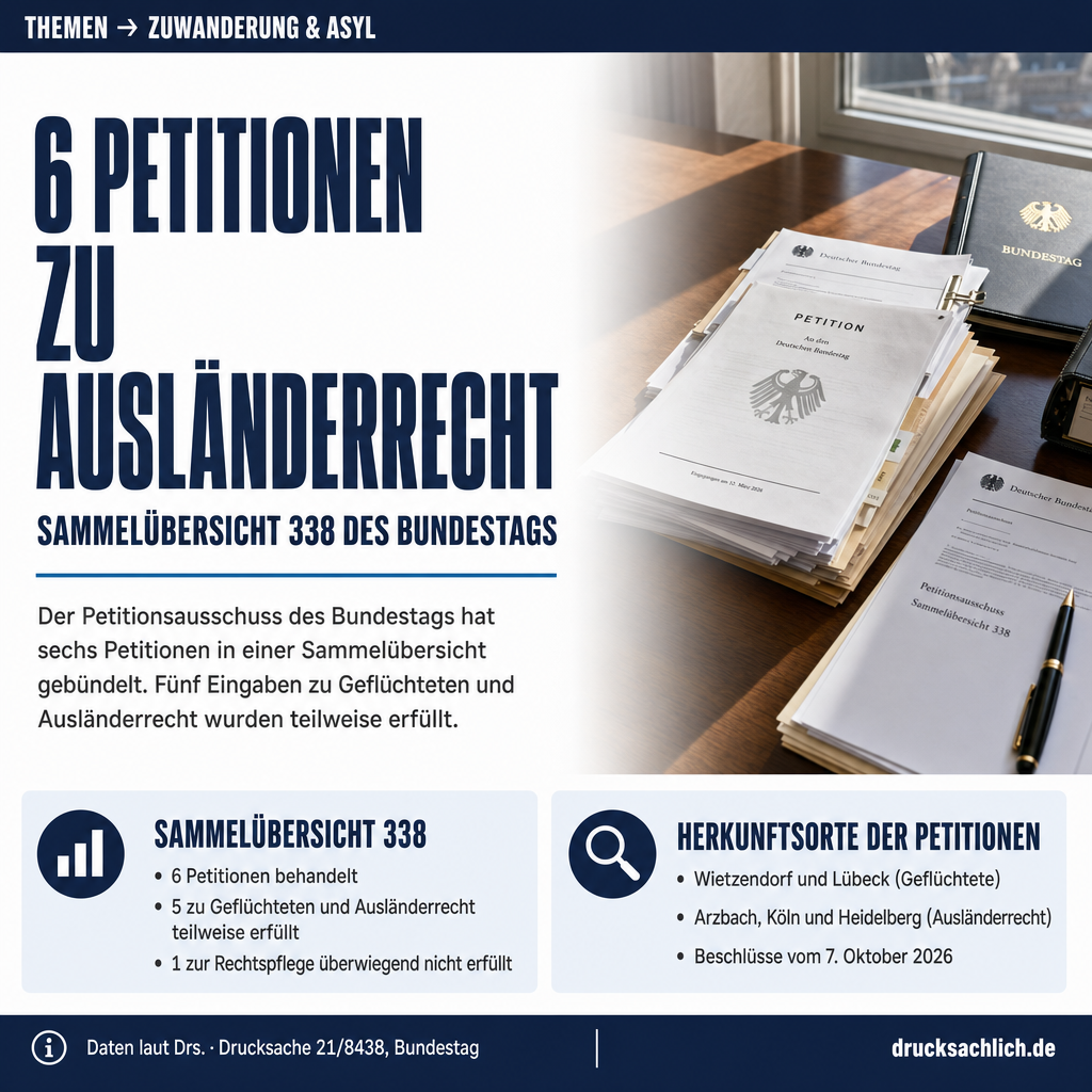 Petitionen: Sammelübersicht 338 zu Ausländerrecht
