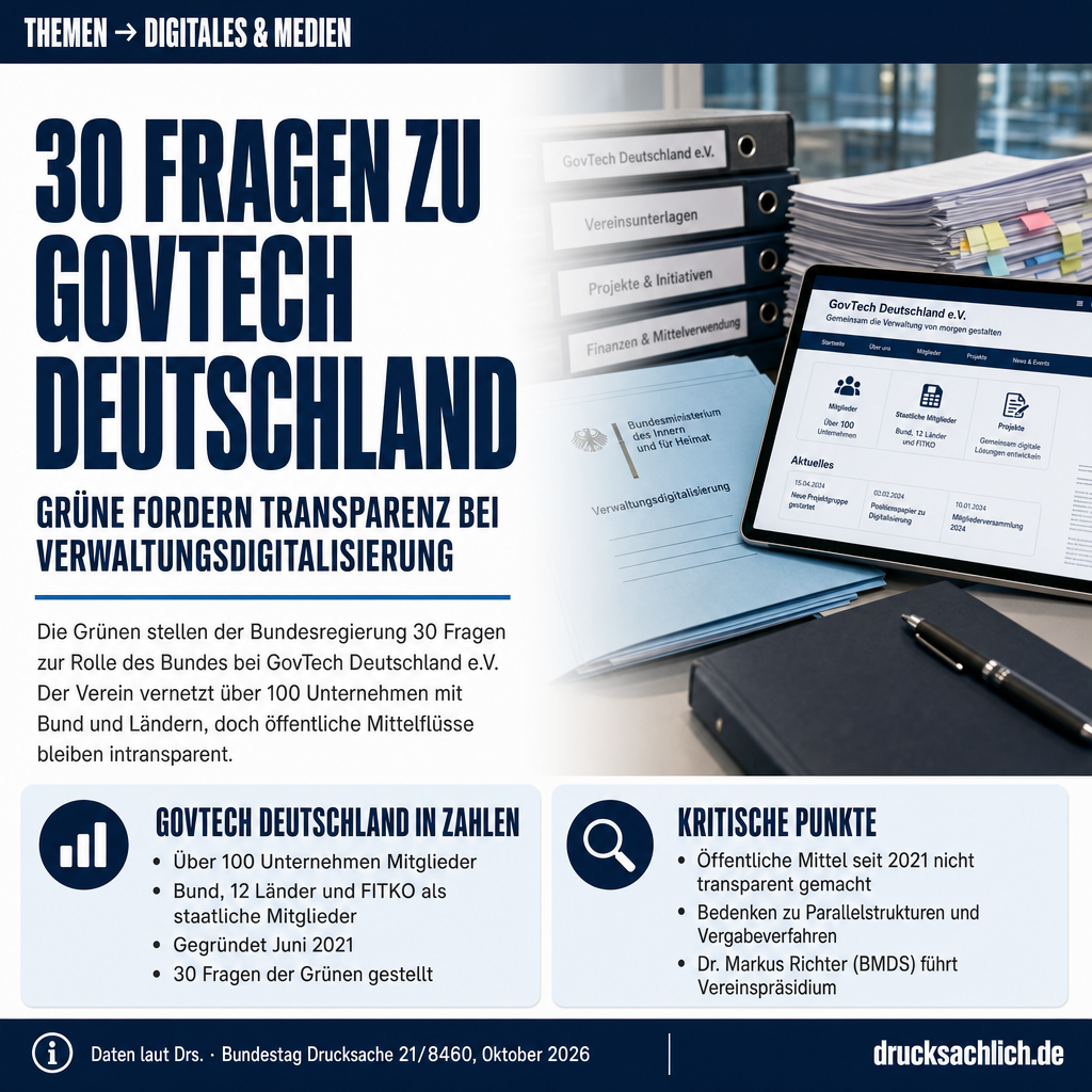 GovTech Deutschland: Grüne stellen 30 Fragen zur Rolle des Bundes