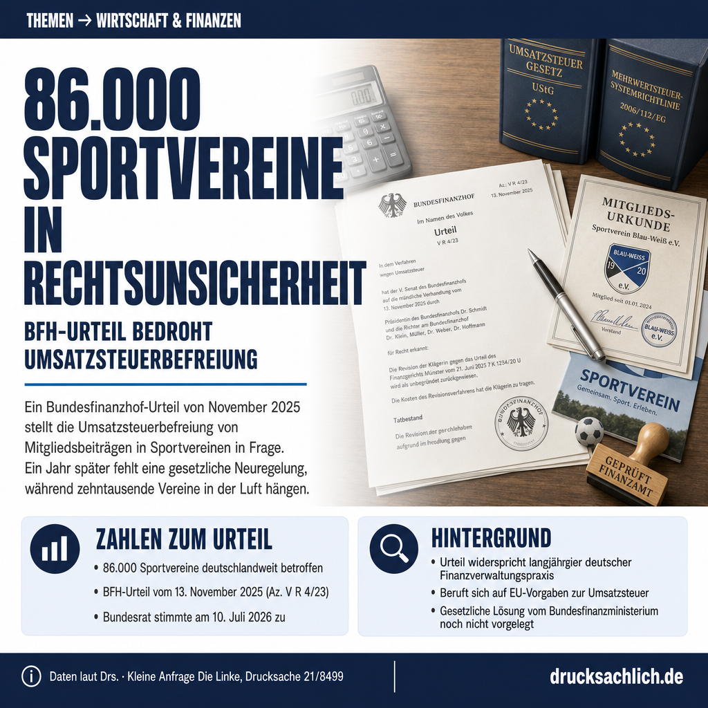 Vereinssteuer: BFH-Urteil bedroht 86.000 Sportvereine