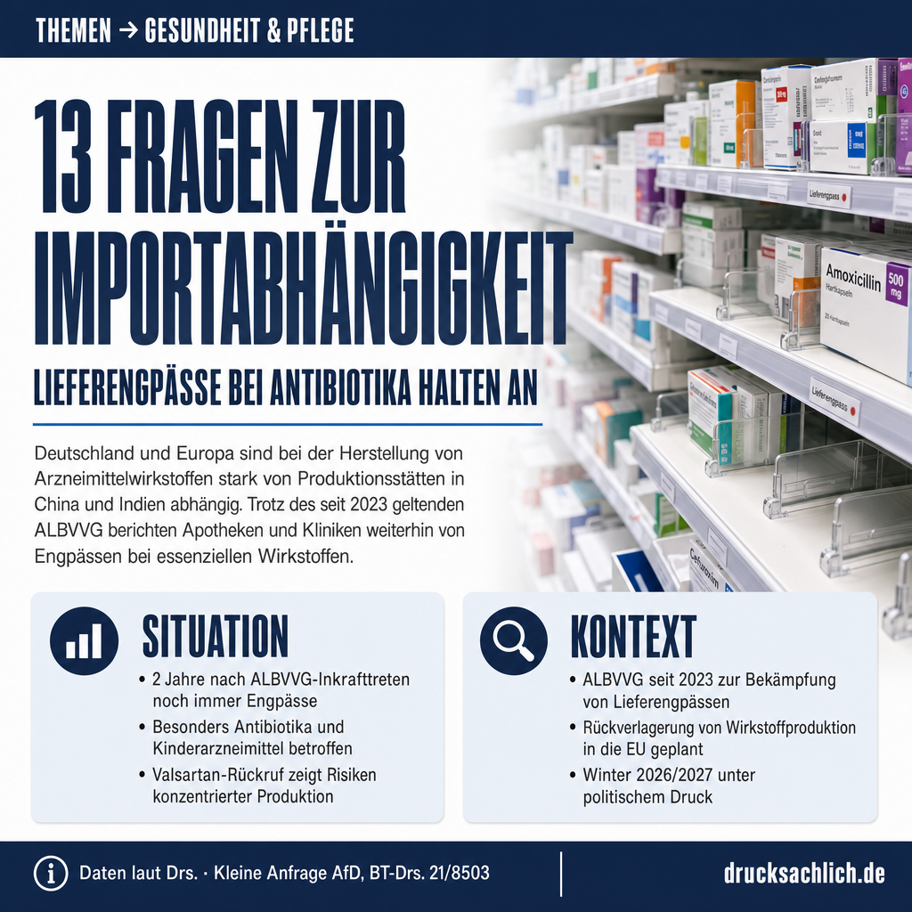 Arzneimittelversorgung: 13 Fragen zur Importabhängigkeit 2026
