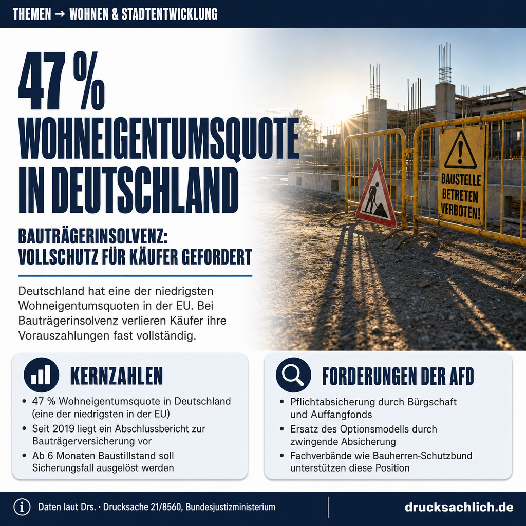 Bauträgerinsolvenz: Pflichtschutz für Immobilienkäufer gefordert