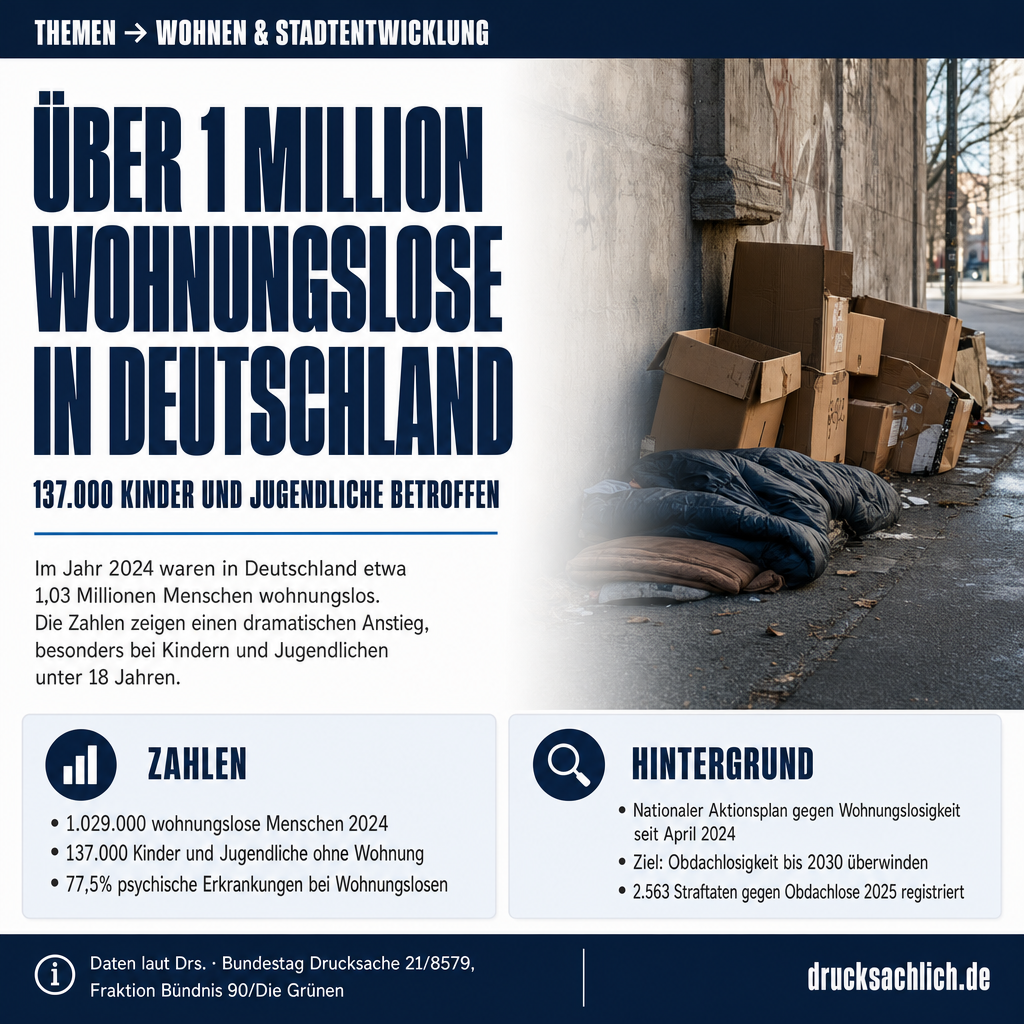 Wohnungslosigkeit 2024: Über eine Million Betroffene