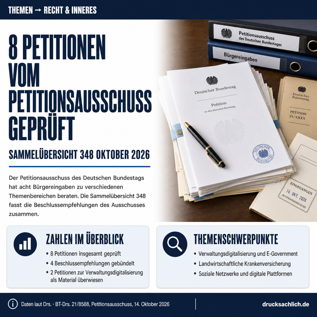 Petitionsausschuss: Sammelübersicht 348 vom Oktober 2026